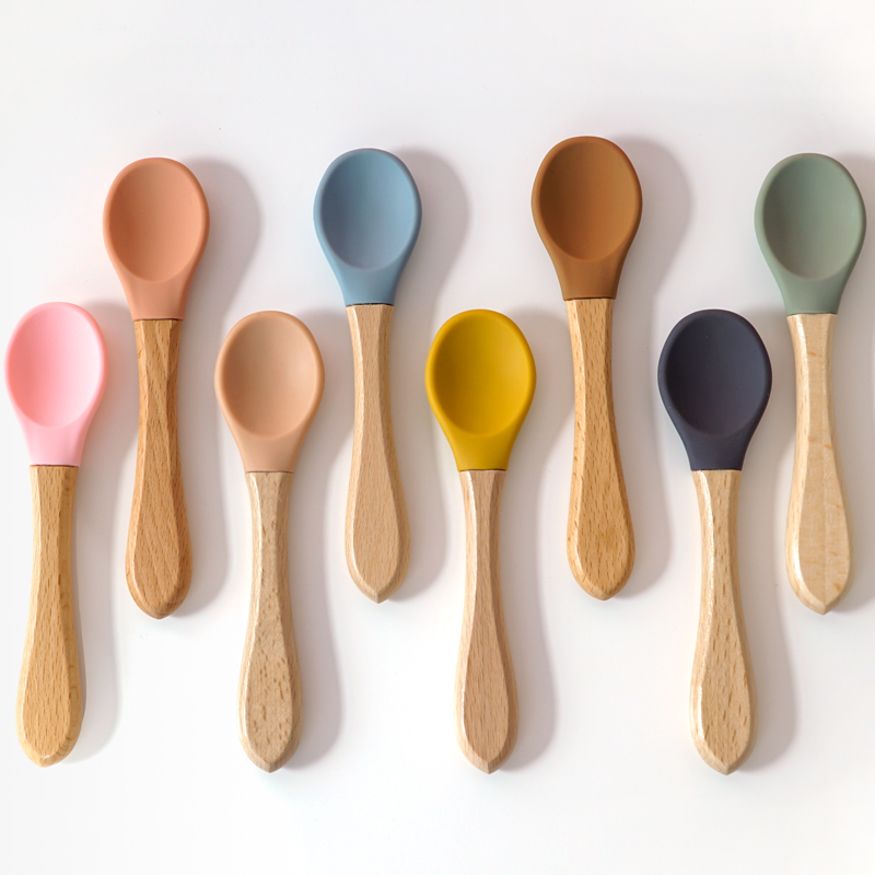 Baby Food Dispensing Spoon - Cho Ăn Bằng Gỗ Tay Cầm