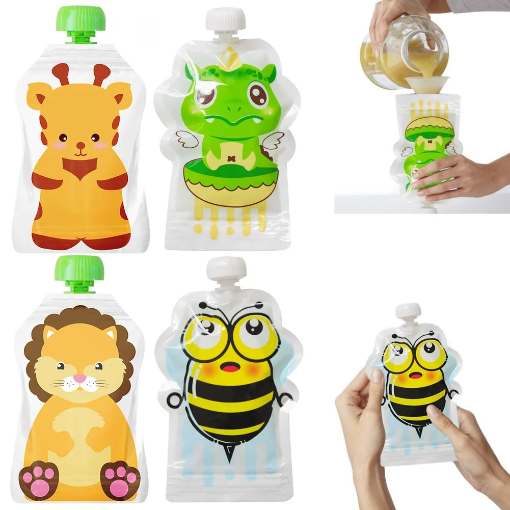 Baby Food Pouches Reusable - 8pcs Food Storage Bag Reusable 150ml