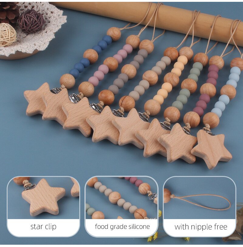 New Wooden Star Teether Clip P - đánh giá và giá Baby Food Pacifier