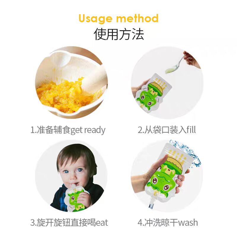 4Pcs/pack DIY Baby Fruit and V - đánh giá và giá Baby Food Pouches Reusable
