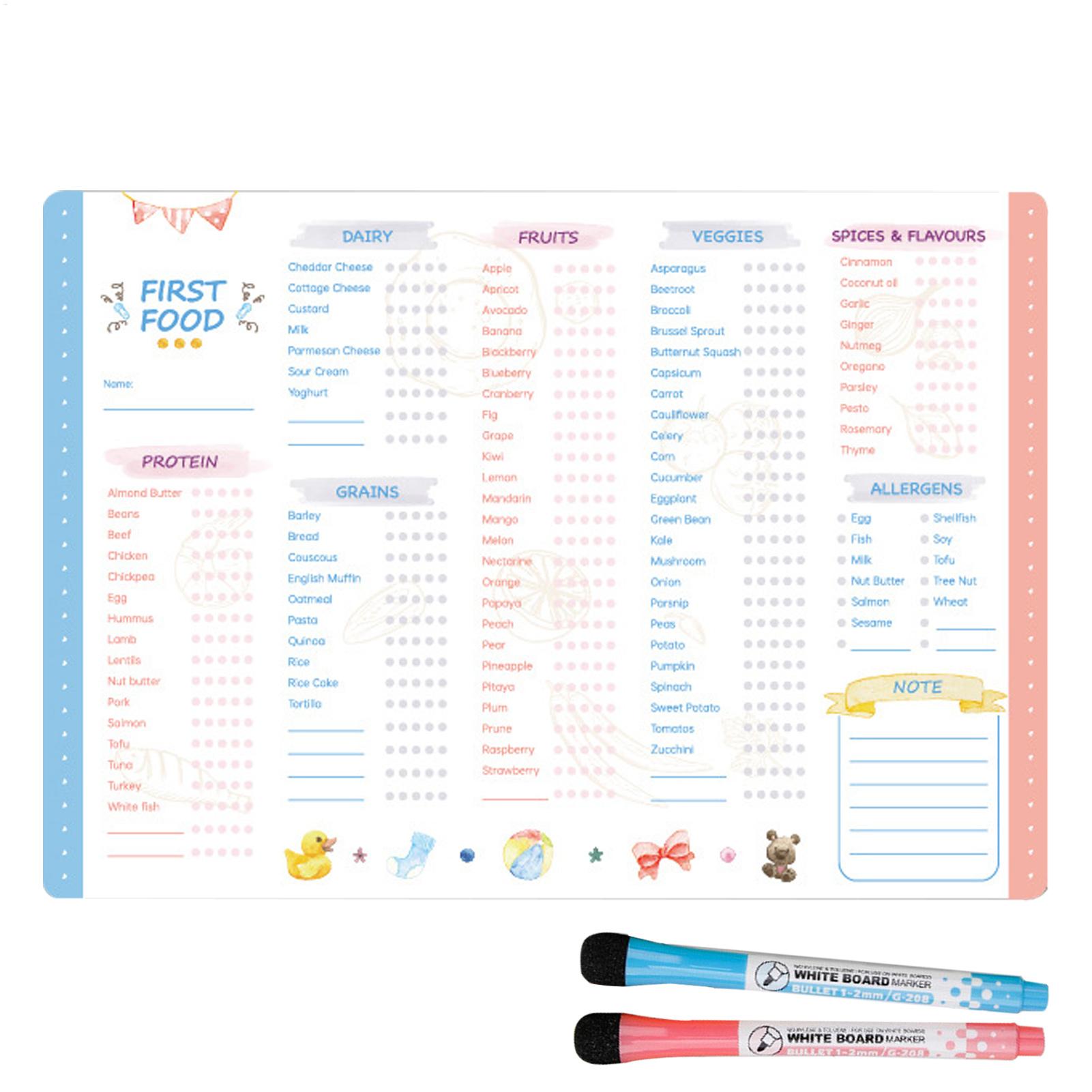Reusable First Foods Tracker C - đánh giá và giá Baby Food Checklist