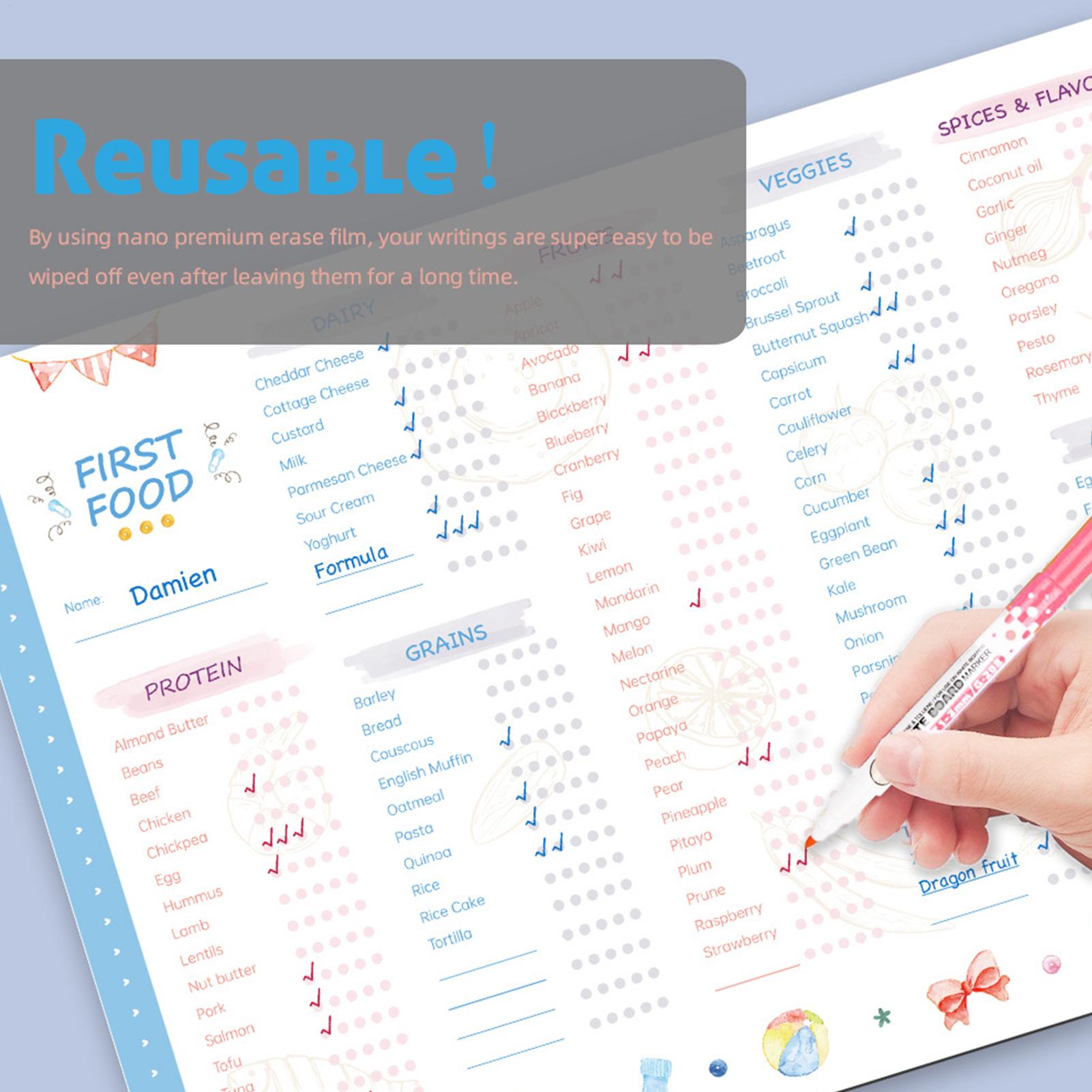 Reusable First Foods Tracker C - đánh giá và giá Baby Food Checklist