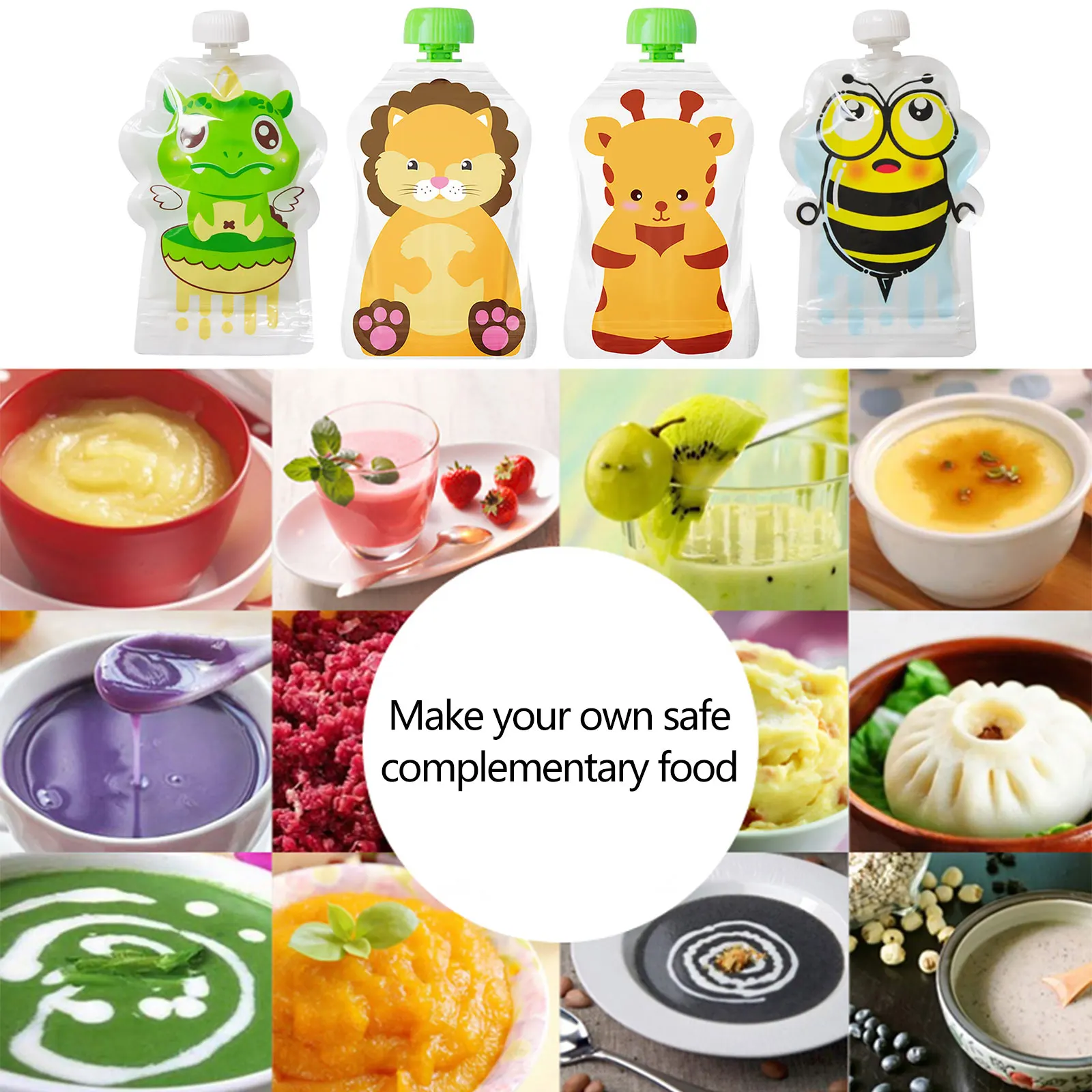 8pcs Food Storage Bag Reusable - đánh giá và giá Baby Food Pouches Reusable